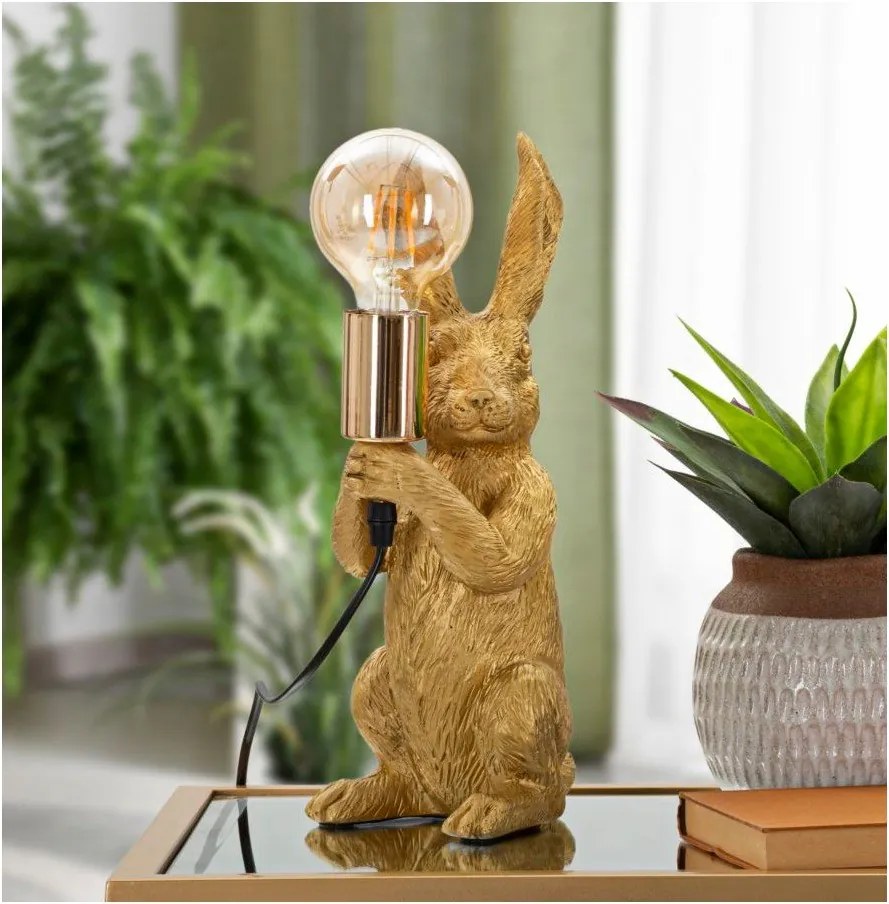 Настолна лампа в златист цвят (височина 35,5 cm) Rubbit – Mauro Ferretti