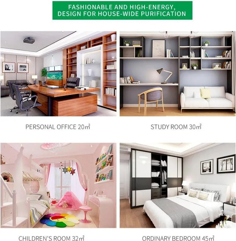 Пречиствател за въздух Attractive OBERON 520, 50W, За до 62 м2, Wi-Fi, 5 скорости, Таймер, Нощен режим, Дистанционно, Интелигентен сензор за замърсяване, Бял