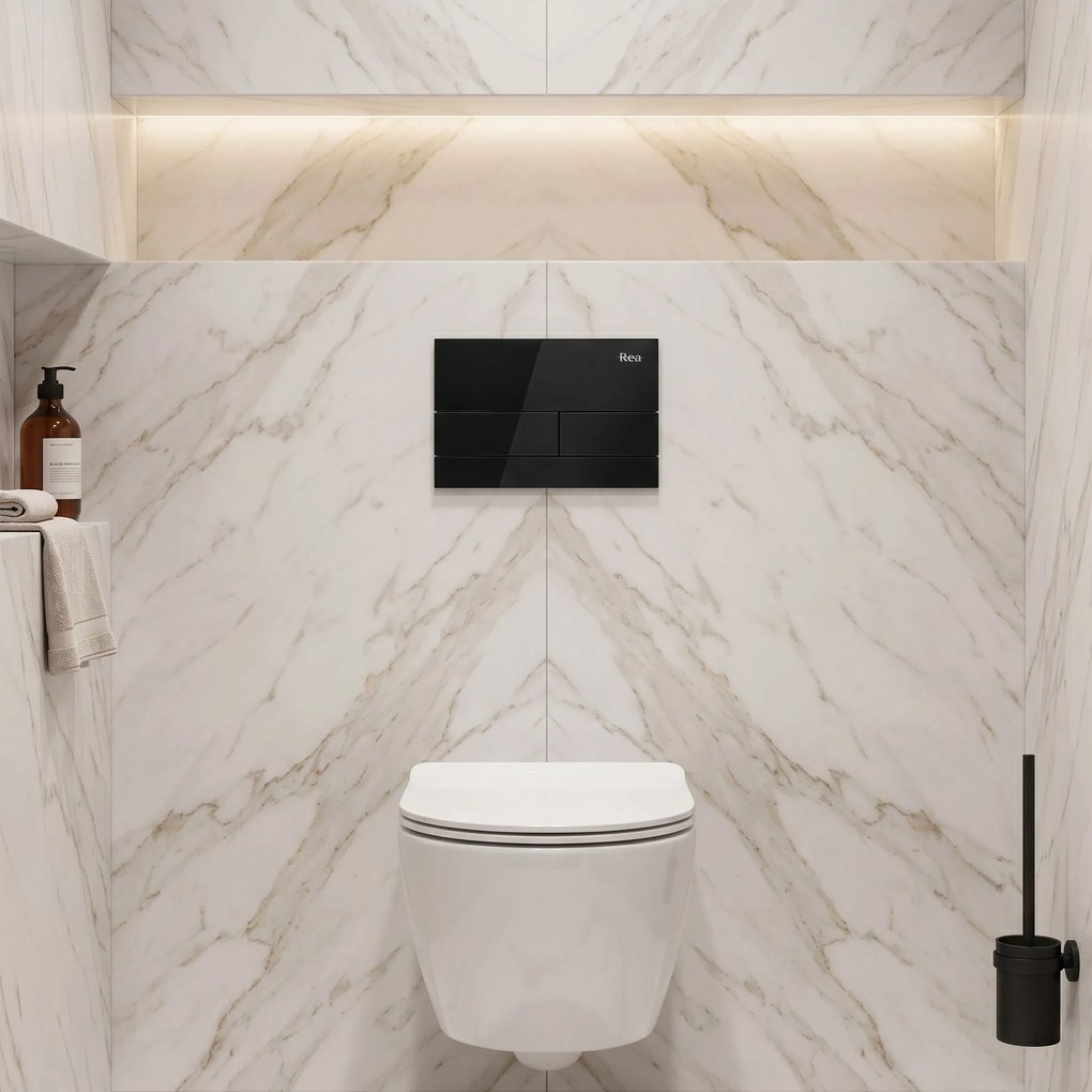 Комплект Структура за Вграждане за WC Slim 024N с Бутон T Black Glass