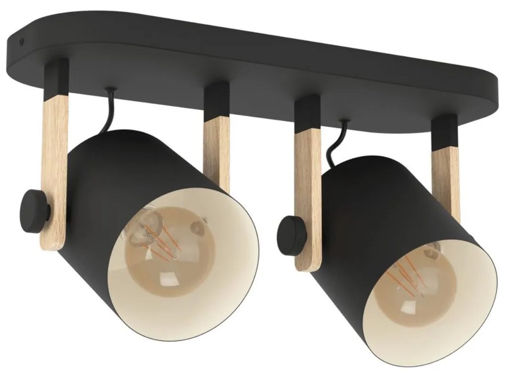 Eglo 43557 - Точково осветително тяло HORNWOOD 2xE27/28W/230V черно