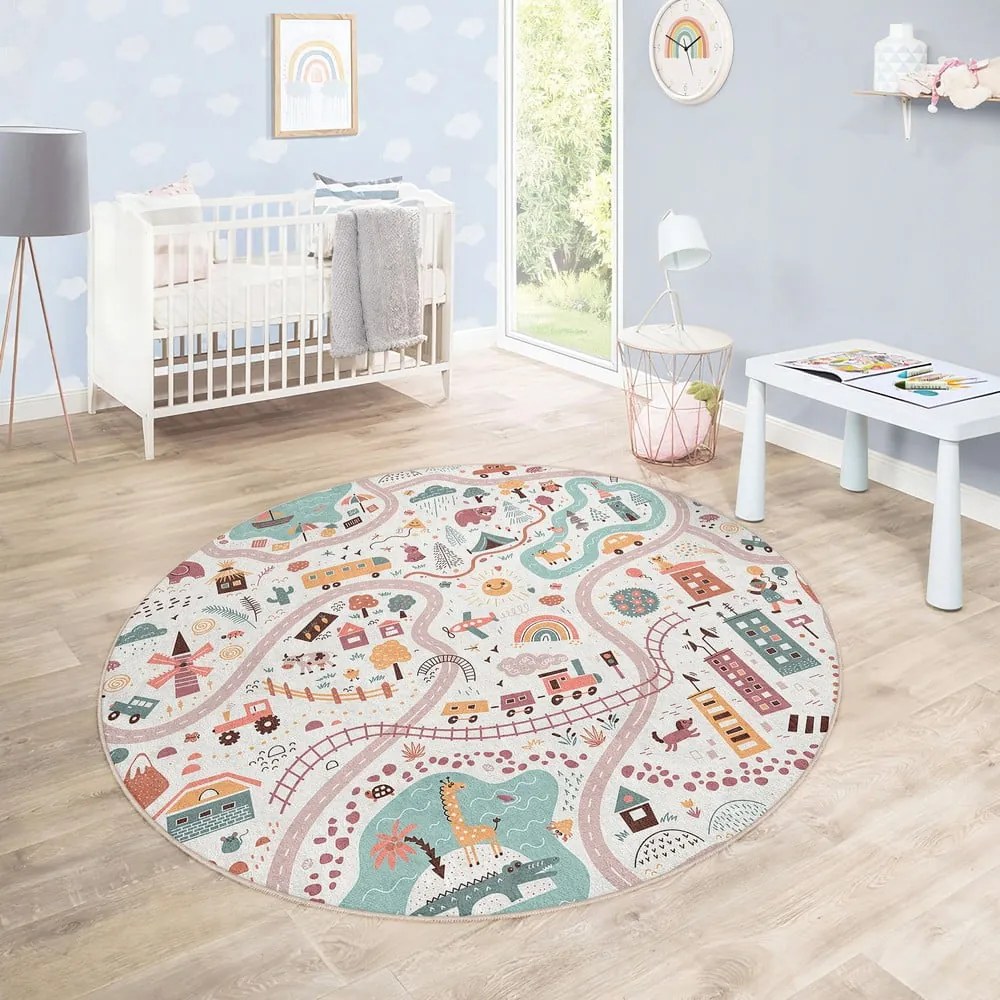 Детско килимче за игра подходящо за пране ø150 cm Furry World – Mila Home