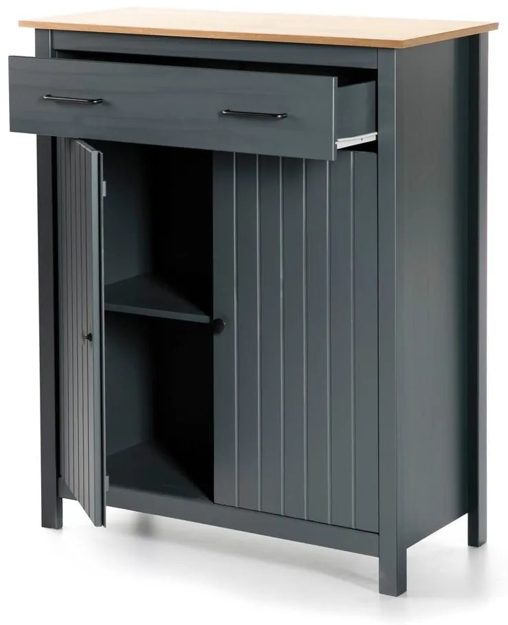 Тъмносин висок скрин от масивен бор 90x110 cm Miranda – Marckeric