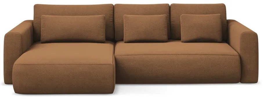 Теракотен разтегателен ъглов диван с място за съхранение (ляв ъгъл) Kapua – Makamii