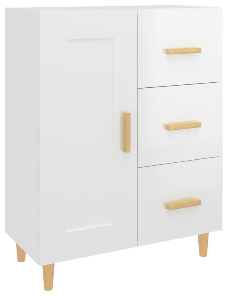 812228 vidaXL Сайдборд, бял гланц, 69,5x34x90 см, инженерно дърво