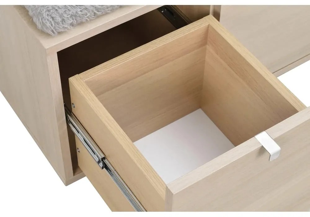 Сива/естествена стойка за обувки от декор от дъб за сядане Confetti – Rowico