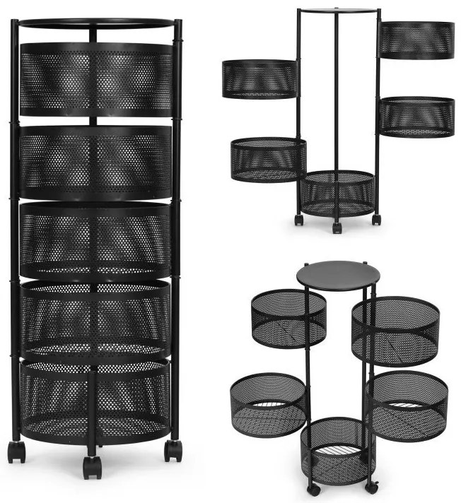 Рафт с кошници в черно на колела