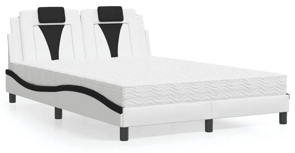 3208795 vidaXL Легло Viana без матрак, бяло и черно, 140x190 см изкуствена кожа
