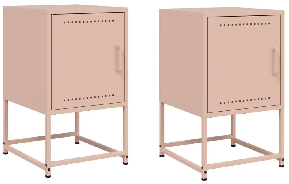 846449 vidaXL Нощни шкафчета 2 бр розов 36x39x60,5 см стомана