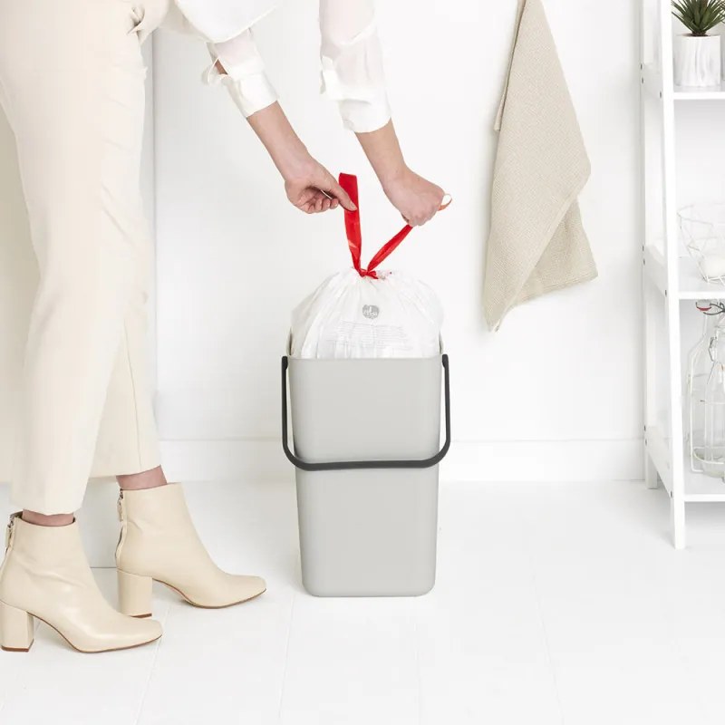 Кош за разделно събиране на боклук Brabantia Sort&Go 1005521, 25 л, Дръжка, Възможност за стенен монтаж, Светлосив