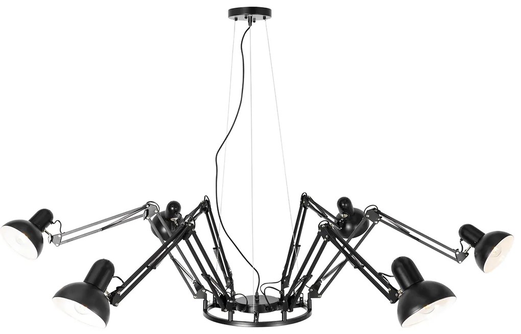 Индустриално висящо осветление черно 6-светлина регулируемо - Hobby Spinne