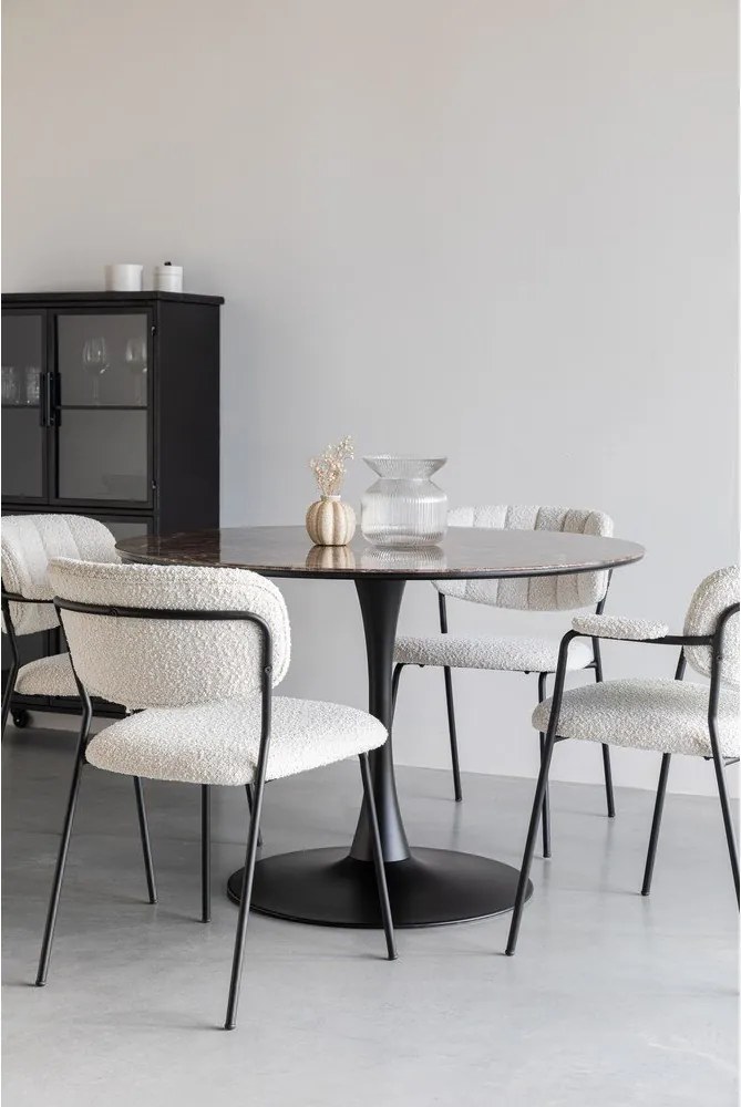 Кръгла трапезна маса с плот от имитация на мрамор ø 110 cm Maru – White Label