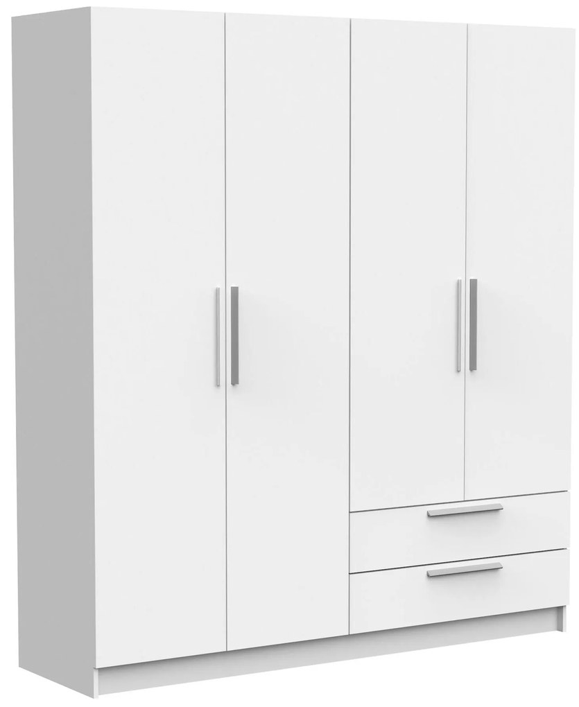 Гардероб 4-врати Glorious-Бял