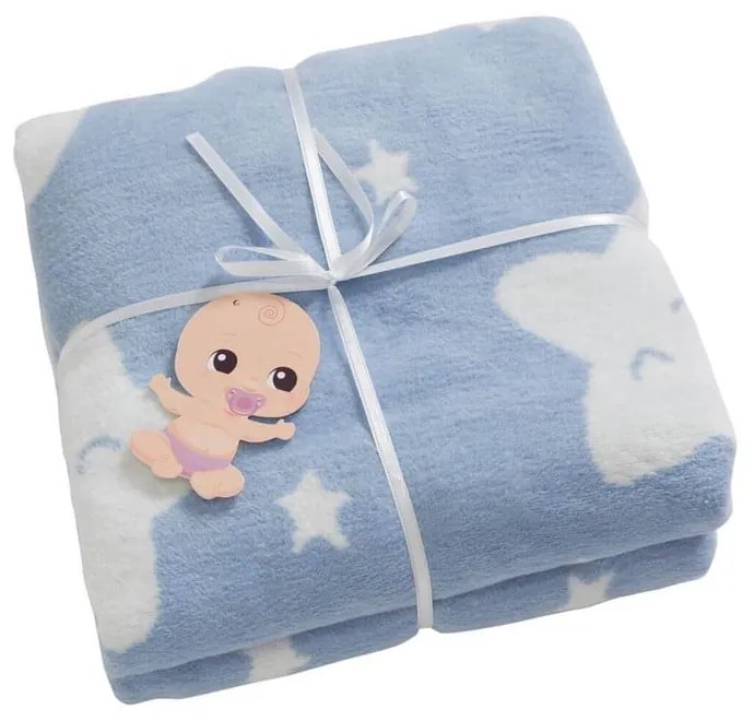 Светлосиньо бебешко одеяло от флийс 100x120 cm Star – Mijolnir