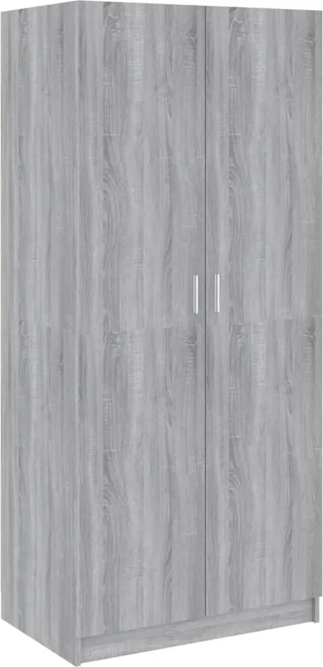 815352 vidaXL Гардероб, сив сонома, 80x52x180 см, инженерно дърво