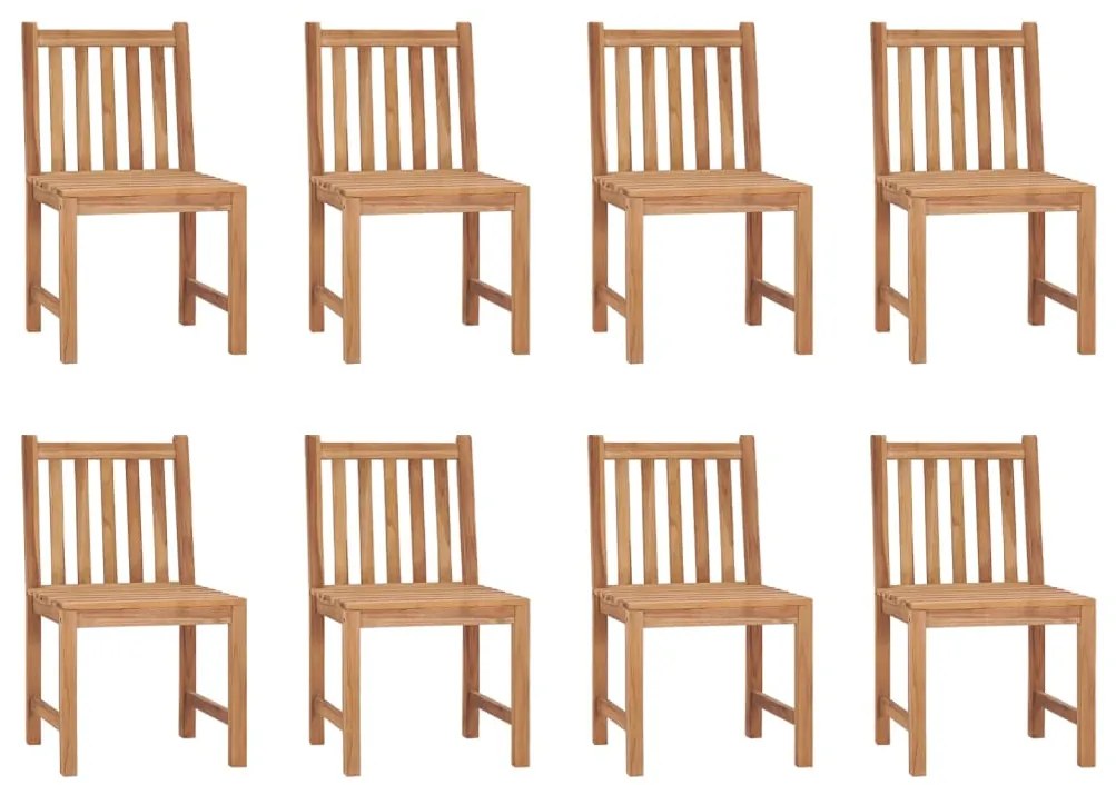 3073156 vidaXL Градински столове, 8 бр, с възглавници, тиково дърво масив