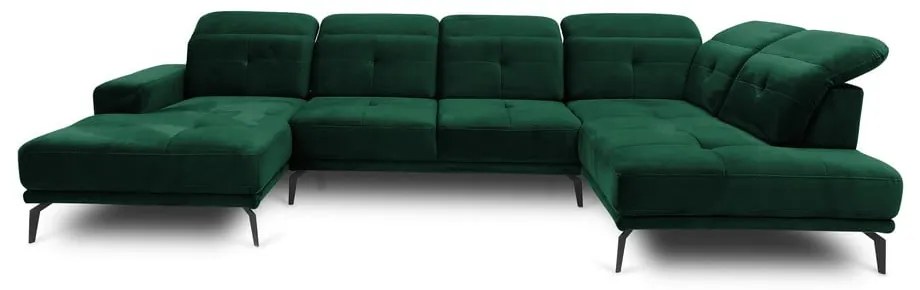 Зелен кадифен ъглов диван (десен ъгъл/U форма) Bretan – ELTAP