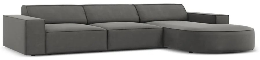Ъглов диван от сиво кадифе (десен ъгъл) Jodie - Micadoni Home
