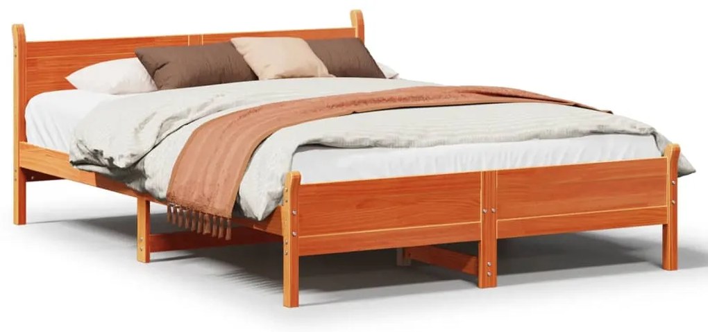 855587 vidaXL Рамка за легло без матрак, восъчнокафяв, 160x200 см, бор масив