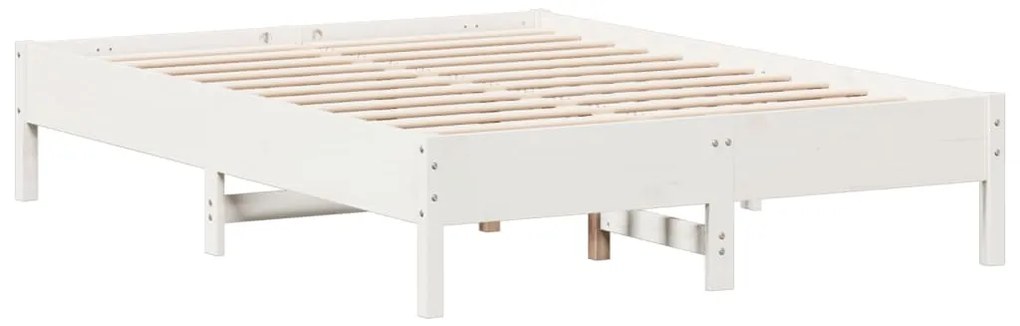 842719 vidaXL Рамка за легло без матрак, бял, 135x190 см, бор масив