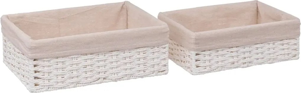Комплект от 2 коша за съхранение 5five Costa, Хартия и памук, Бели