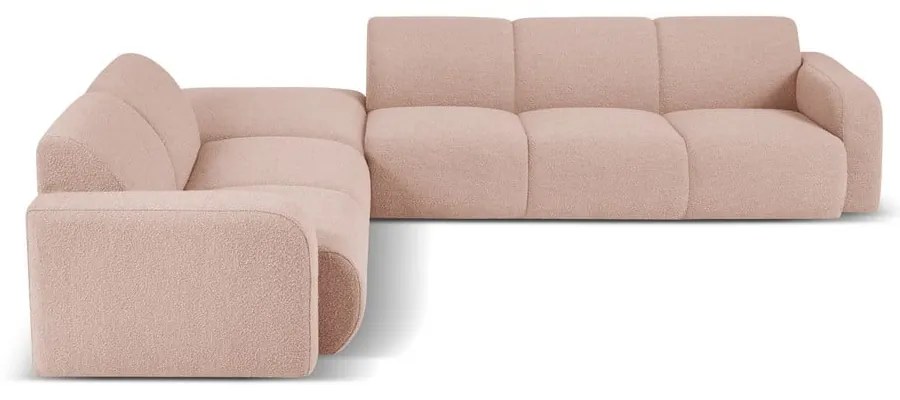 Розов ъглов диван от плат букле (ляв ъгъл) Molino - Micadoni Home