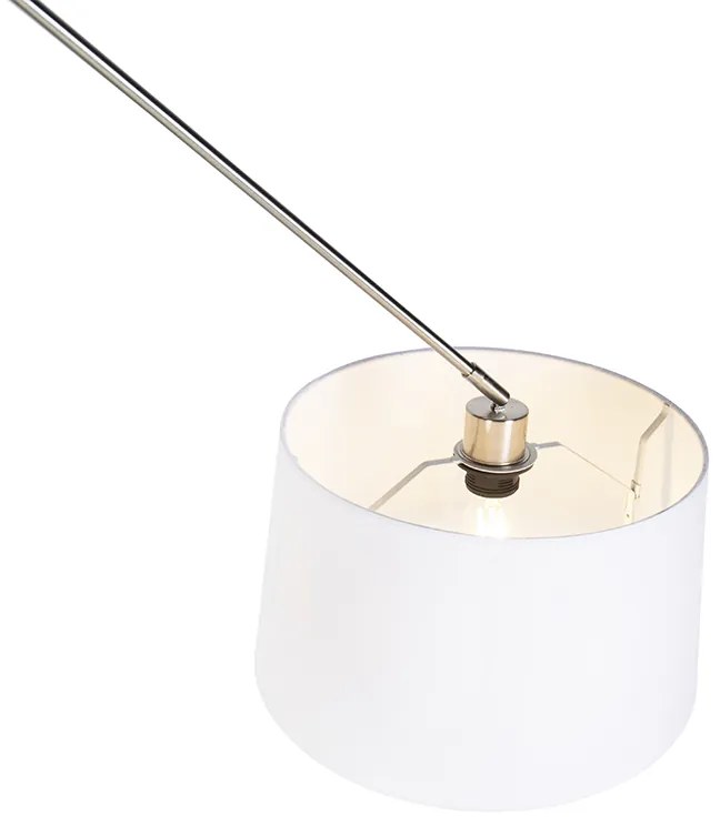 Висяща лампа от стомана с бял ленен абажур 35 см - Blitz