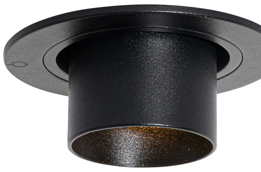 Комплект от 6 вградени спота черни GU10 35mm кръгли с наклон - Installa