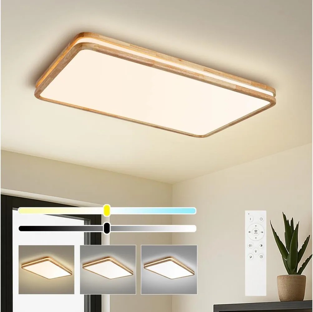 BRILAGI - димируемо LED осветително тяло MOLINA SQUARE LED/128W/230V дъб 90x60 см + дистанционно управление