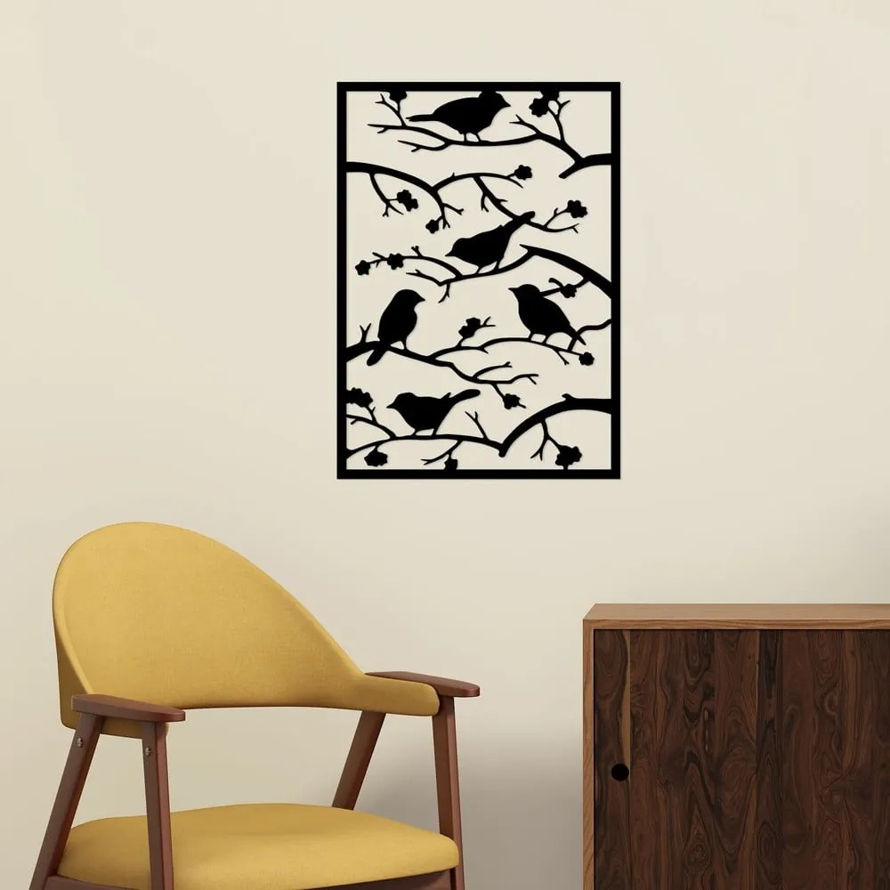 Метална декорация за стена 47x66 cm Branch & Birds - Wallity