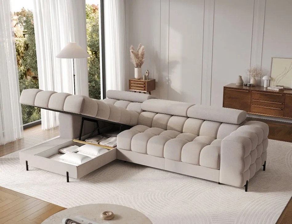 Ъглов диван Freyia-Бежов-Ляв