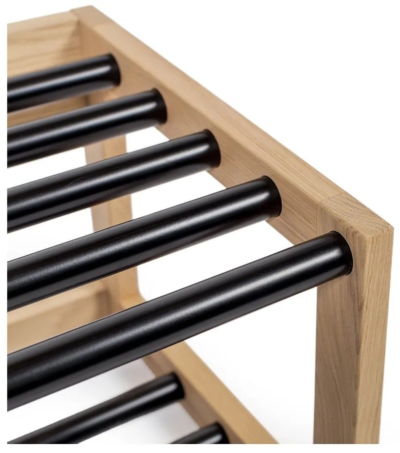 Черна/естествена метална етажерка за обувки - Woodman