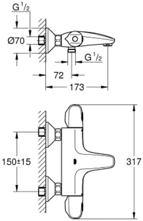 Термостатен кран за баня Grohe Grohtherm 1000