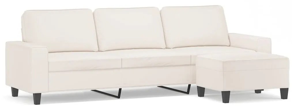 3153544 vidaXL 3-местен диван с табуретка бежов 210 см микрофибърен текстил