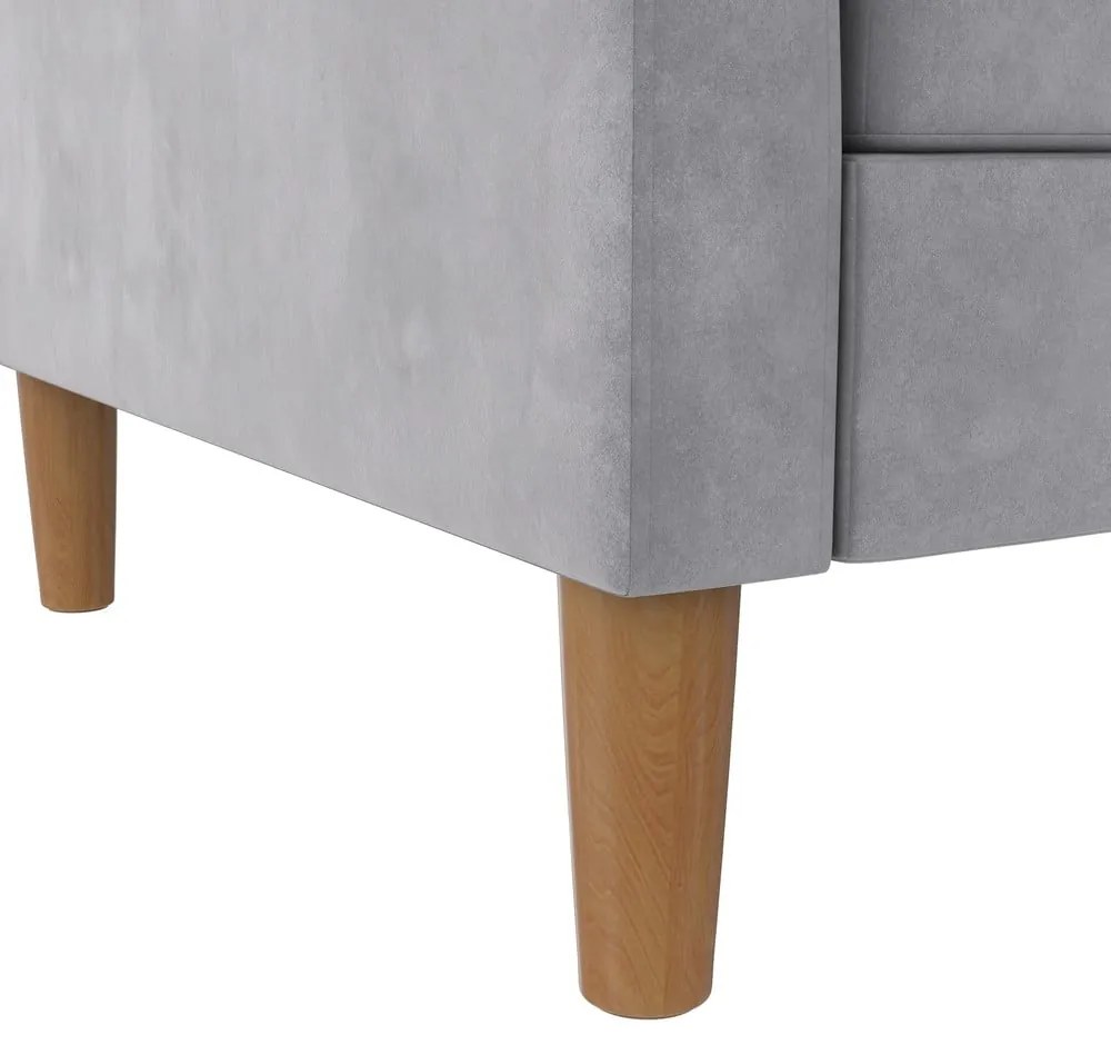 Светлосив кадифен ъглов диван Lilly – Støraa