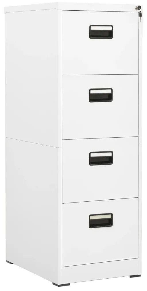 336278 vidaXL Шкаф за папки, бял, 46x62x133 cм, стомана