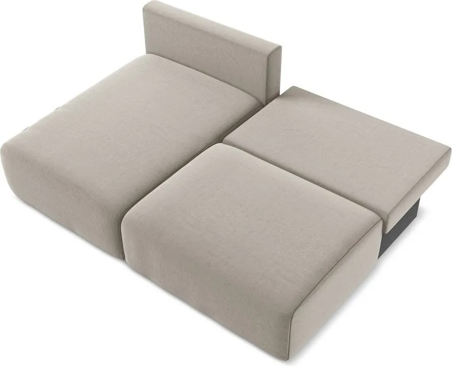 Кафяво-сив кадифен сгъваем/с място за съхранение ъглов диван (ляв ъгъл) Kalena – Makamii