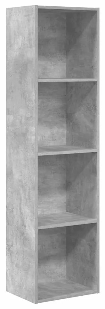 857879 vidaXL Библиотека, бетонно сива, 40x30x152 см, инженерно дърво
