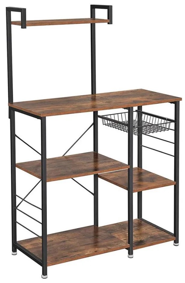 Регал с рафтове за кухня MARGE, кафяв/черен