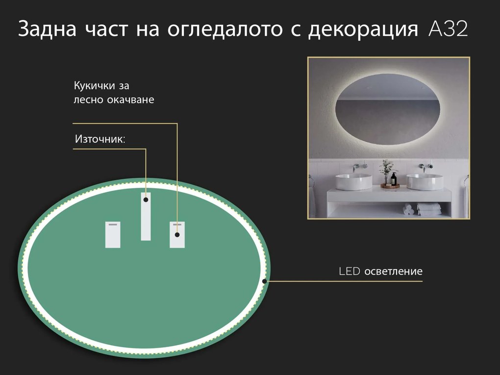 Овално огледало с LED подсветка A32