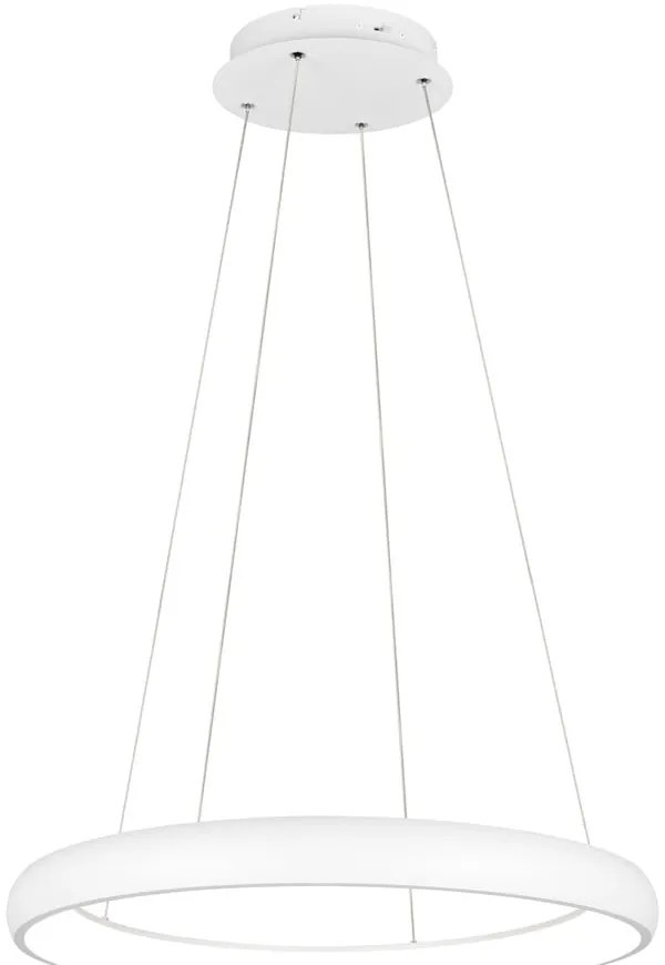 Бяло LED затъмняващо се висящо осветително тяло с метален абажур ø 75 cm Cardona – Trio