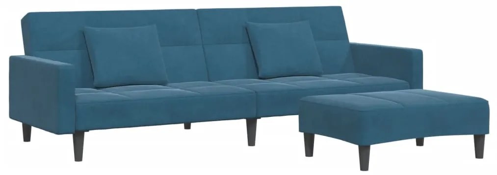 3258115 vidaXL 2-местно разтегателно канапе с табуретка, синьо, кадифе