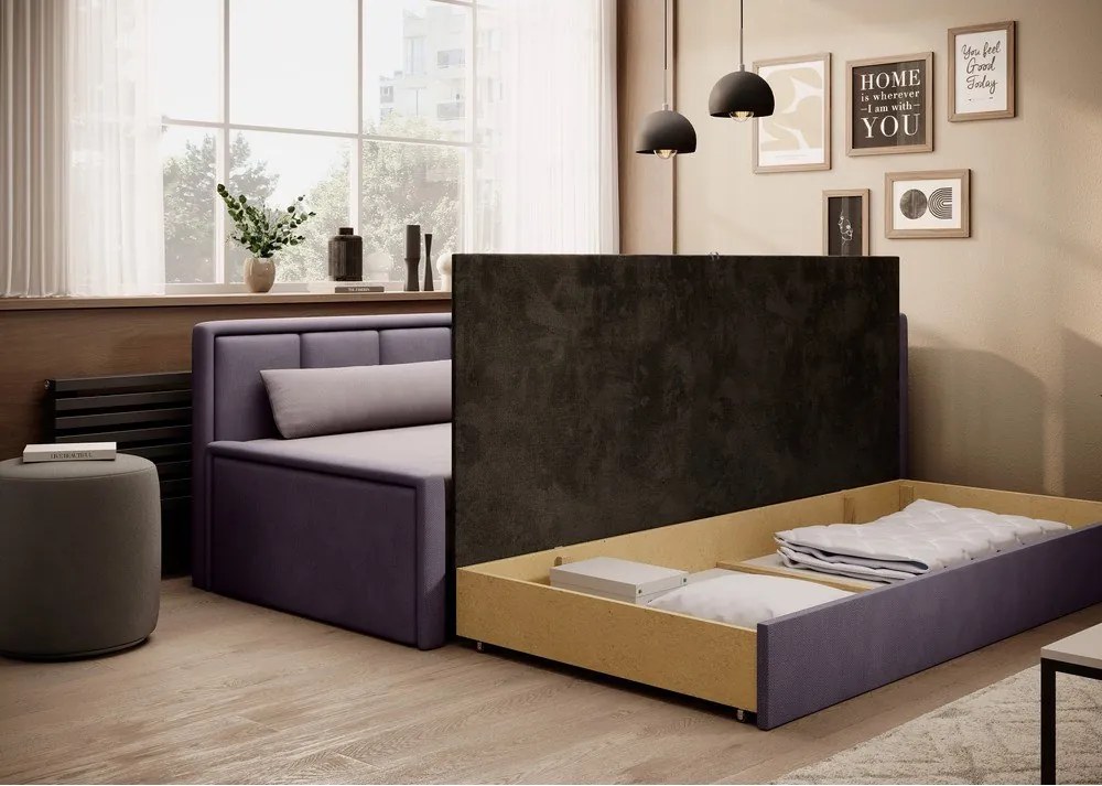 Розов шенилов разтегателен диван с място за съхранение 214 cm Fulgeo – ELTAP