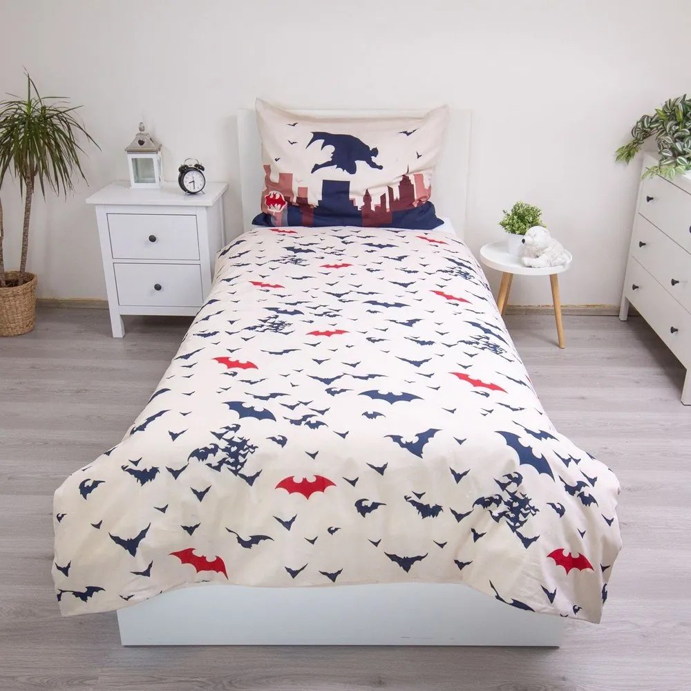 Единично памучно детско спално бельо 140x200 cm Batman "Gotham's Knight" – Jerry Fabrics