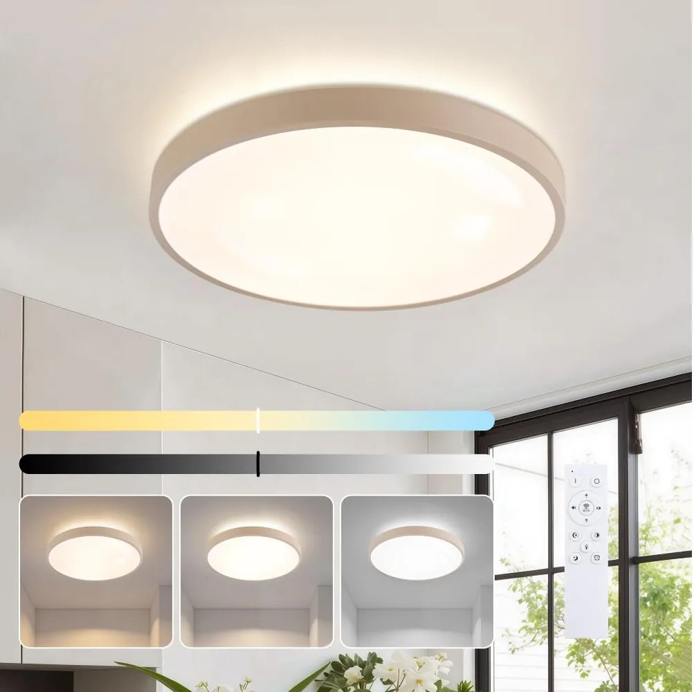 Brilagi - Димируемо LED осветително тяло GLASS POOL DOUBLE LED/48W/230V 40 см бежово + дистанционно управление