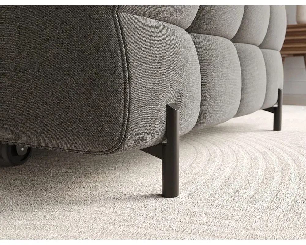 Кафяво-сив кадифен сгъваем/с място за съхранение ъглов диван (десен ъгъл) Felro – ELTAP