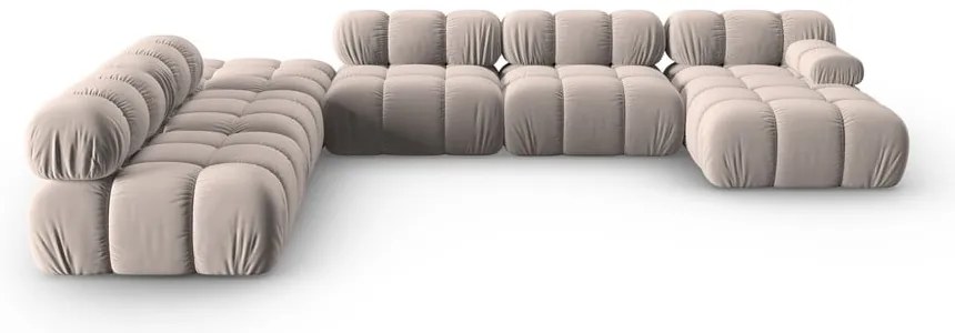 Светлокафяв кадифен модулен ъглов диван (ляв ъгъл/U форма) Bellis – Micadoni