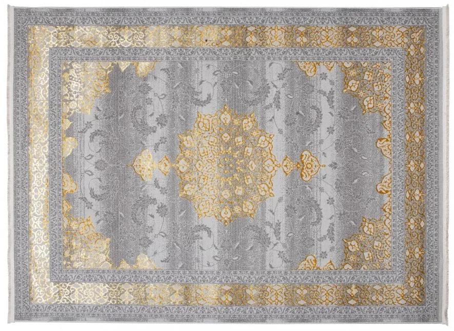 Ексклузивен сив килим със златиста ориенталска шарка Ширина: 80 см | Дължина: 150 см