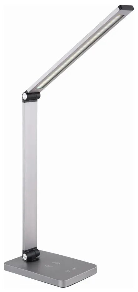 LED настолна лампа с безжично зарядно, LED/10W/230V, мат хром