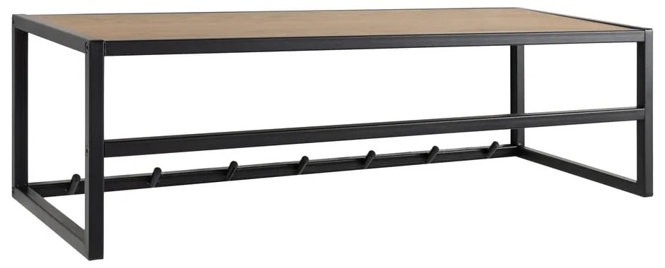 Черна/естествена стенна закачалка от декор от дъб с рафт Seaford – Actona