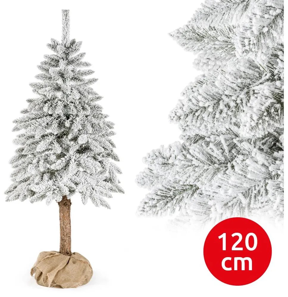 Коледна елха NATURAL WITH SNOW 120 см, смърч на ствол